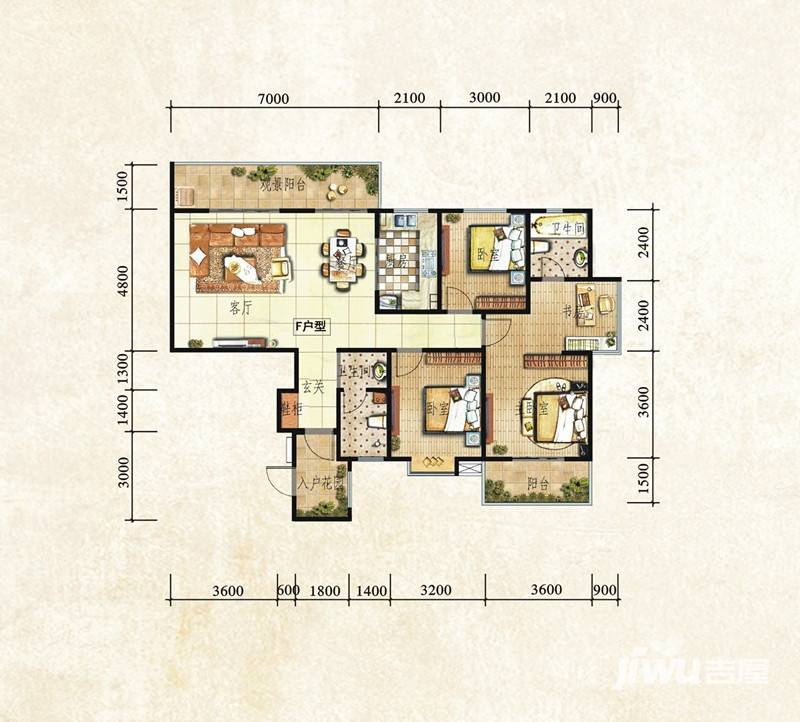 城投时代4室2厅2卫户型图